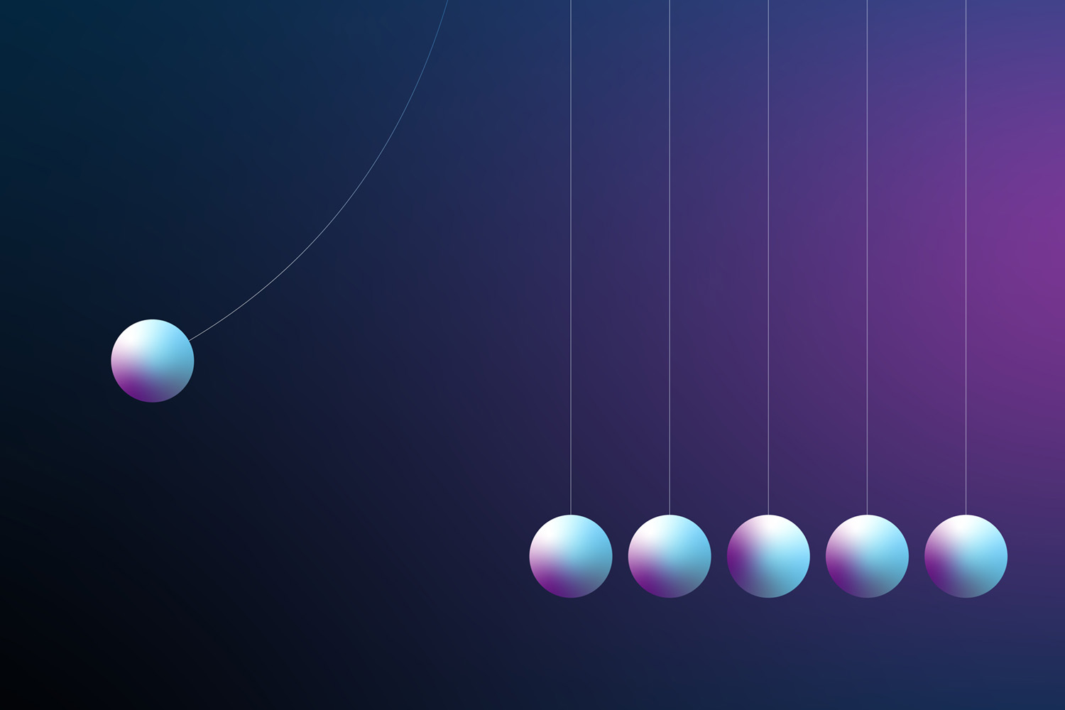 The cover of Aspen Digital report, "Second and Third Order Effects of AI." An illustration of a Newton’s cradle device.