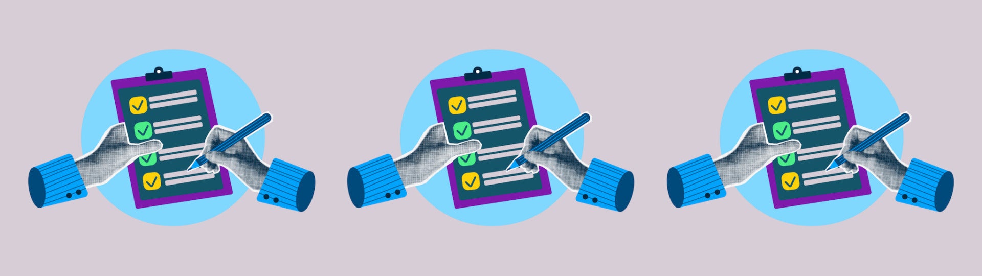 A photo-illustration collage of two hands checking items off a checklist. It represents post-election moments to look out for.