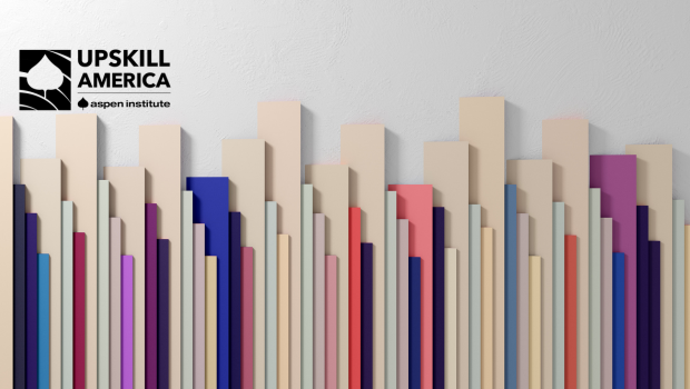 Image of an abstract bar chart with the UpSkill America logo on the top left.
