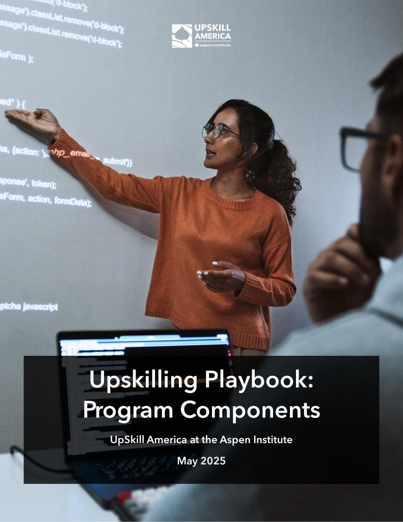 Cover page for the publication, "Upskilling Playbook: Program Components"